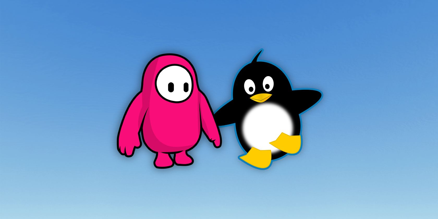 fall guys character and linux tux