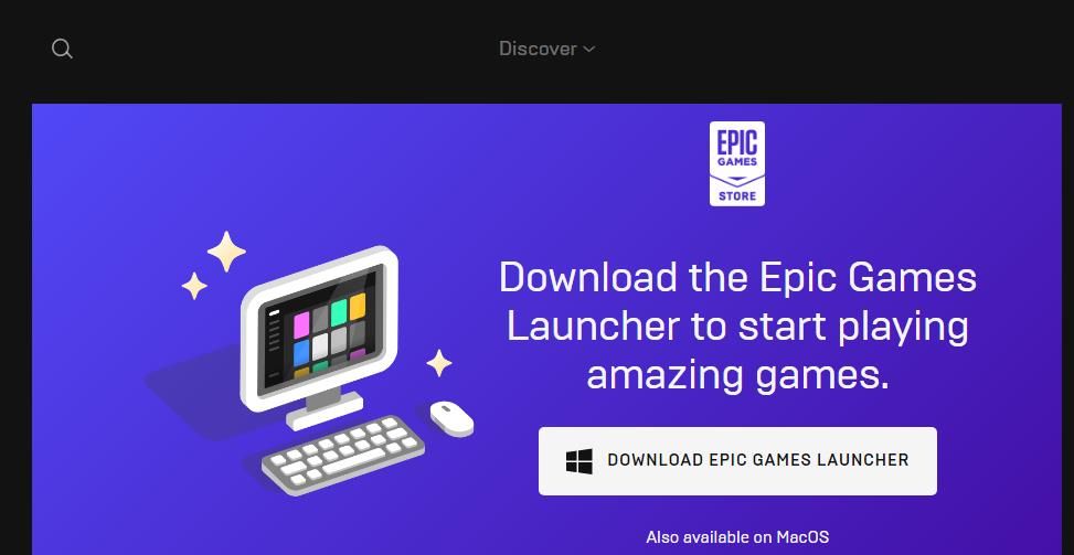 The Download Epic Games Launcher option 