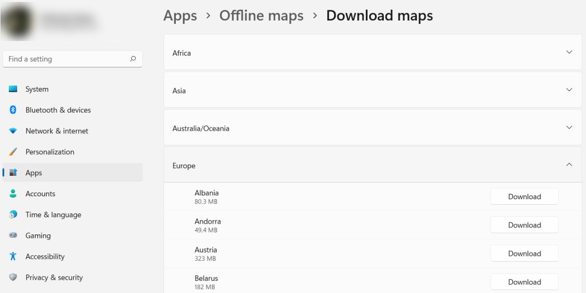 offlines maps for europe in windows 11
