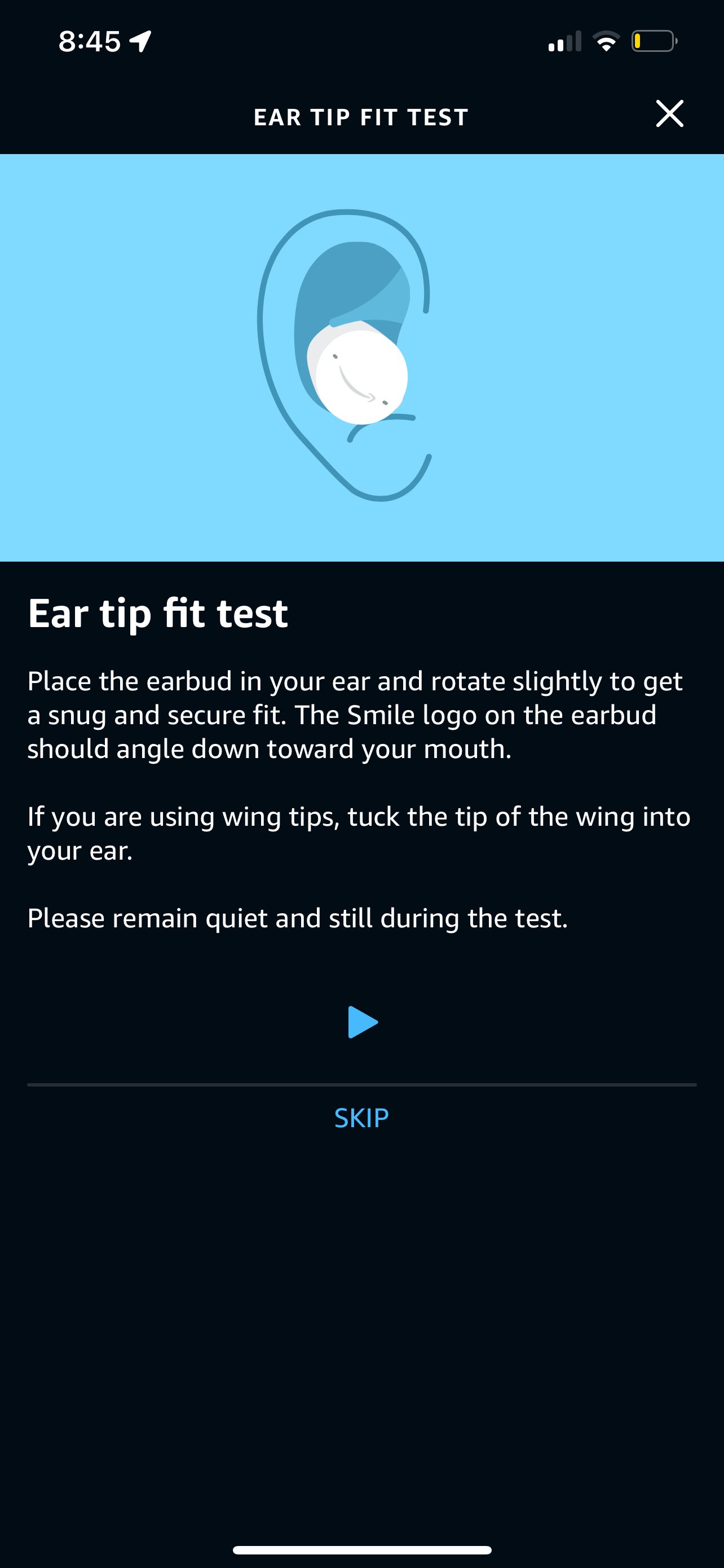 echo buds ear fit test