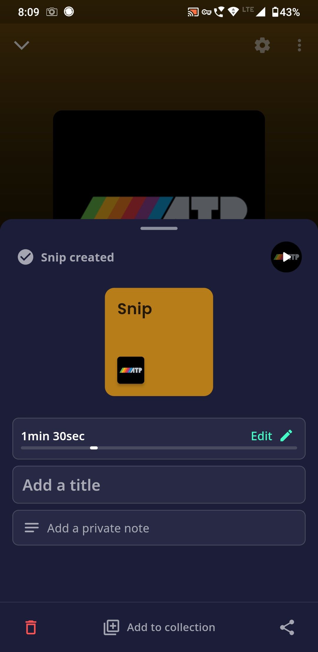 edit snips add title and add notes