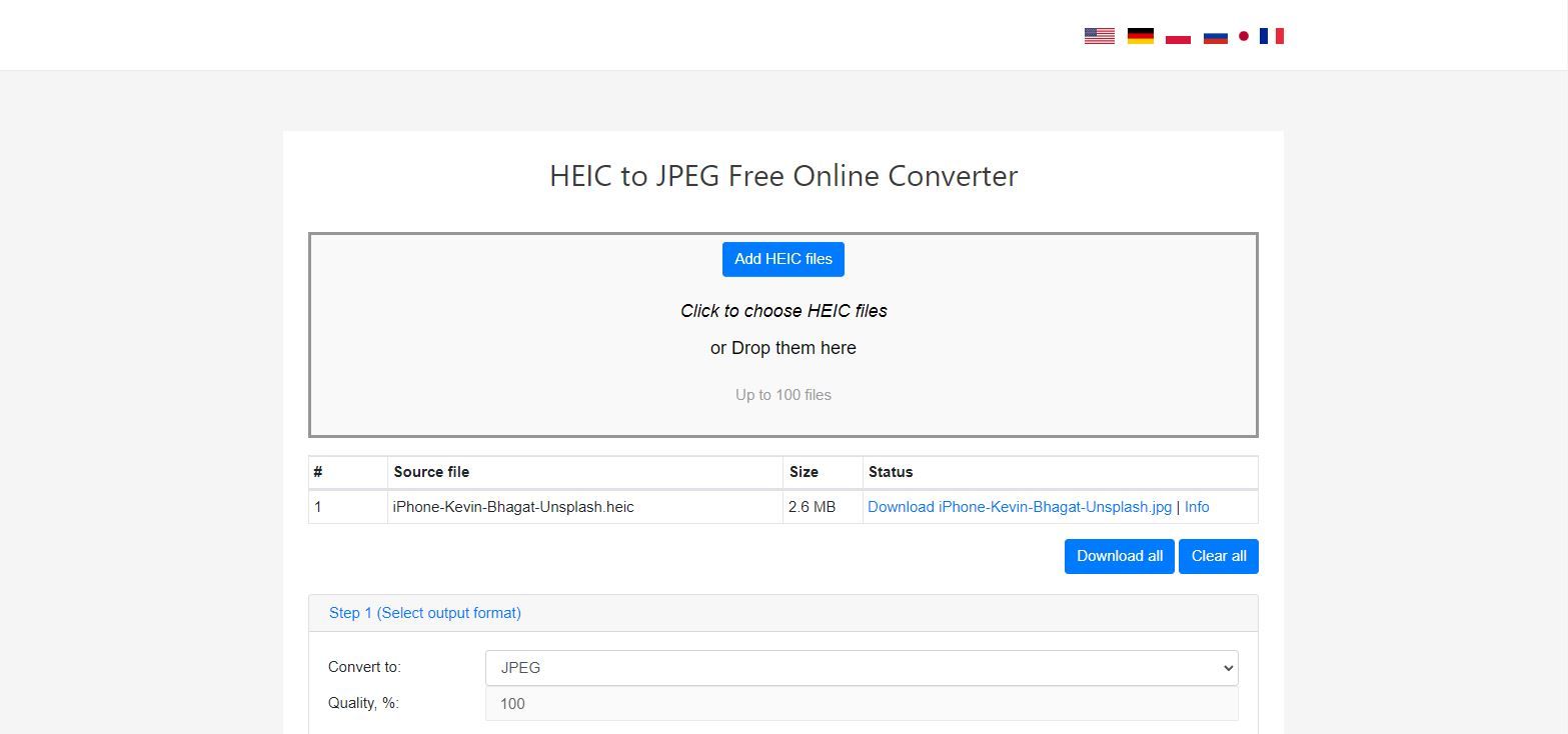 تصویری از مبدل HEIC آنلاین fCoder Solution در حال استفاده