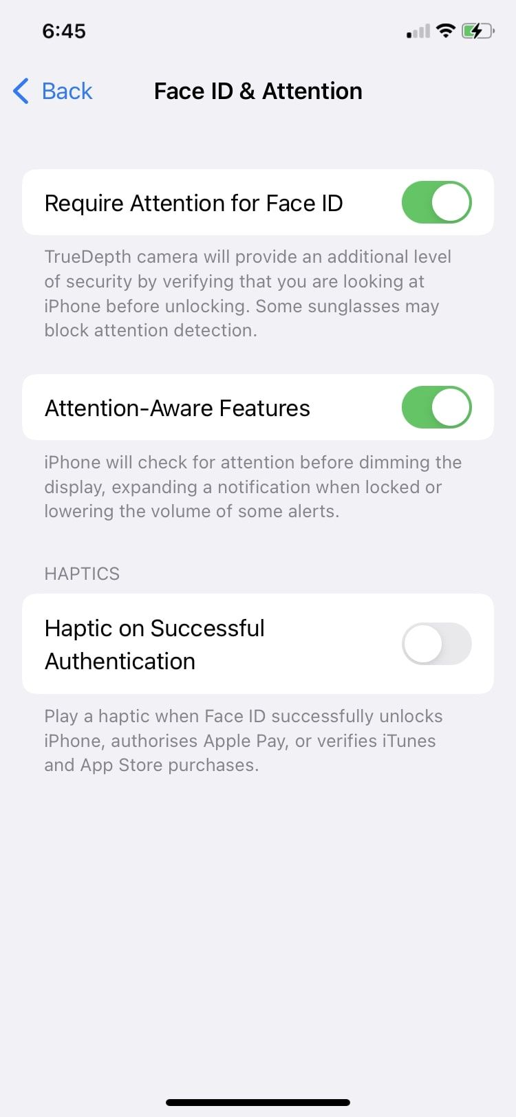 face ID & Attention 