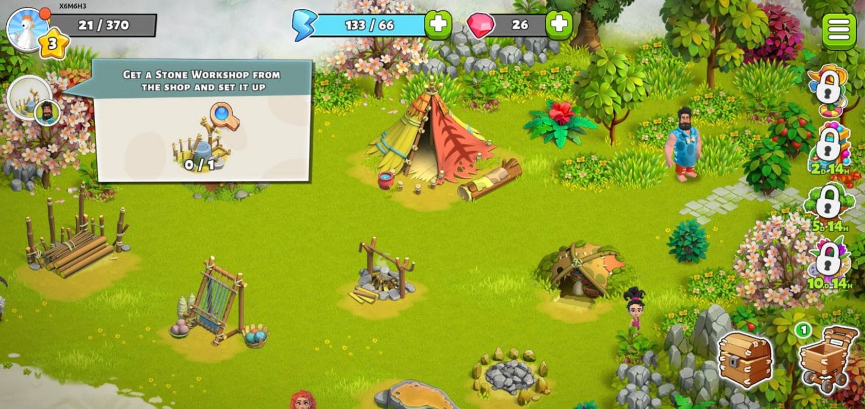 family island mobile game setting up desert island