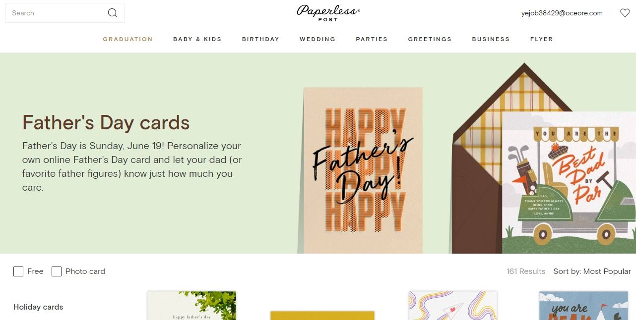 fathers day cards paperless post screenshot