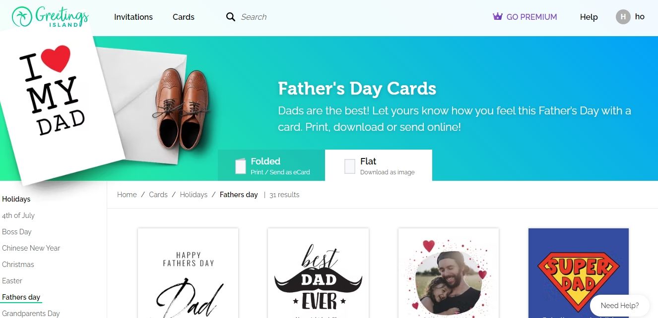 greetings island fathers day card screenshot