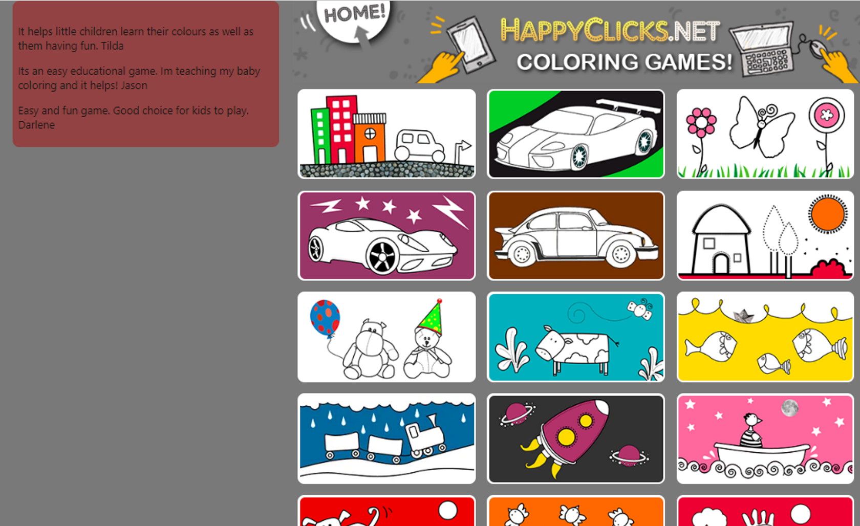 happy clicks online kids coloring website
