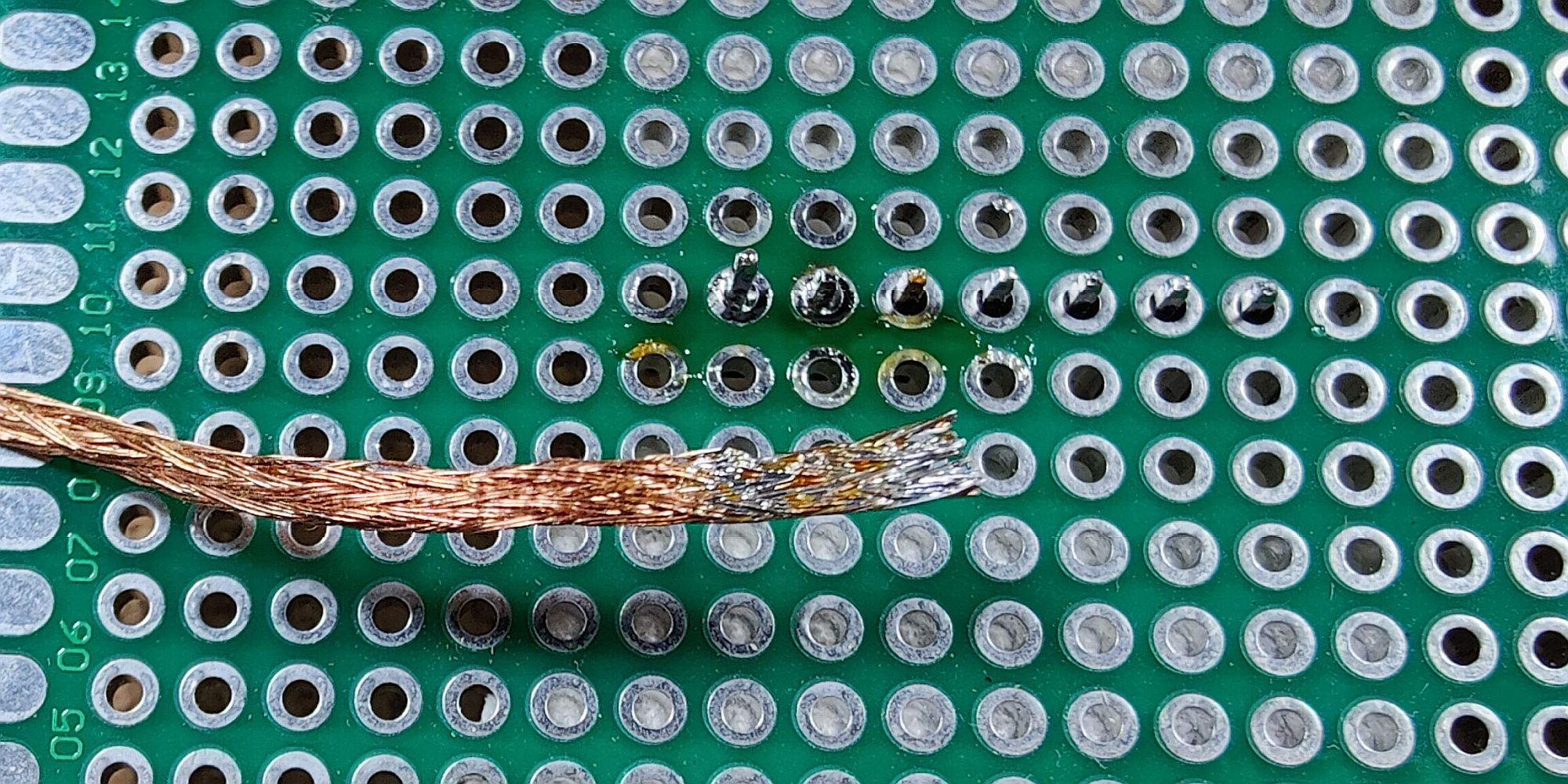 Desoldering wick saturated with solder