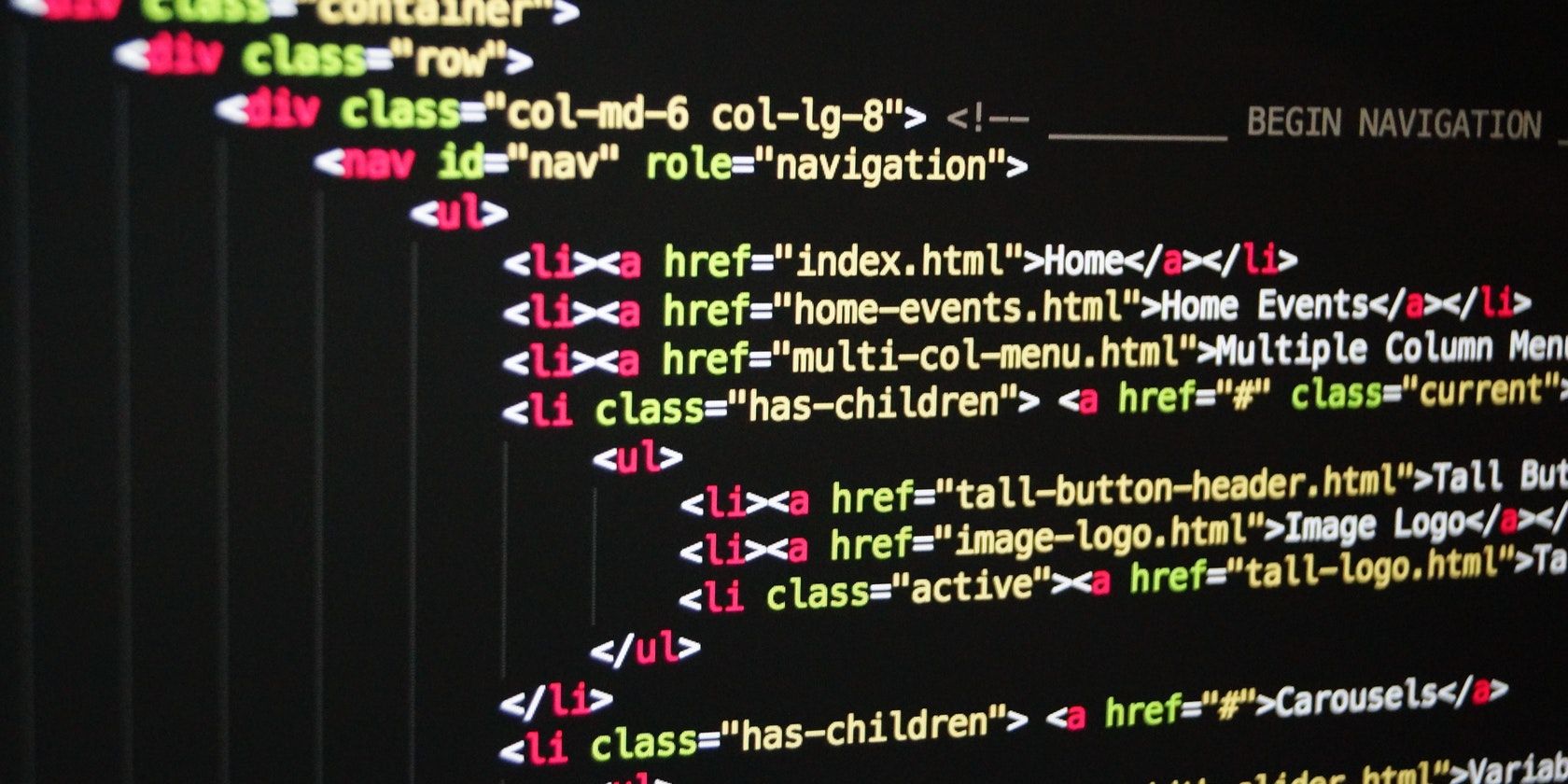 HTML code inside a text editor