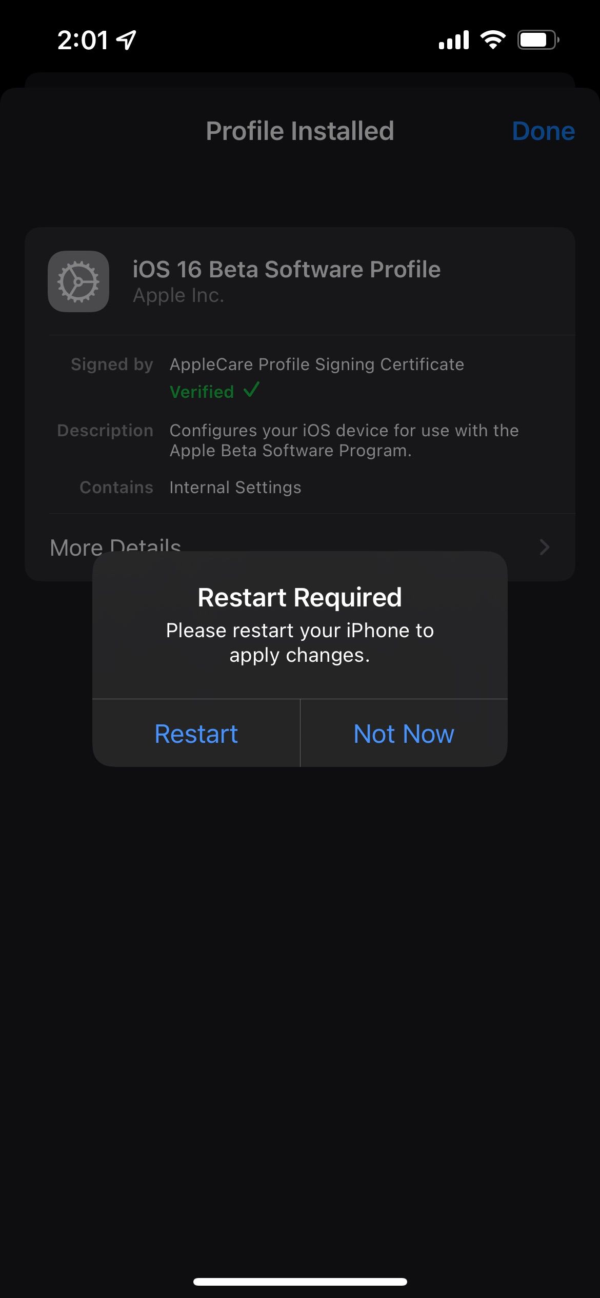 راه اندازی مجدد نمایه بتا iOS 16