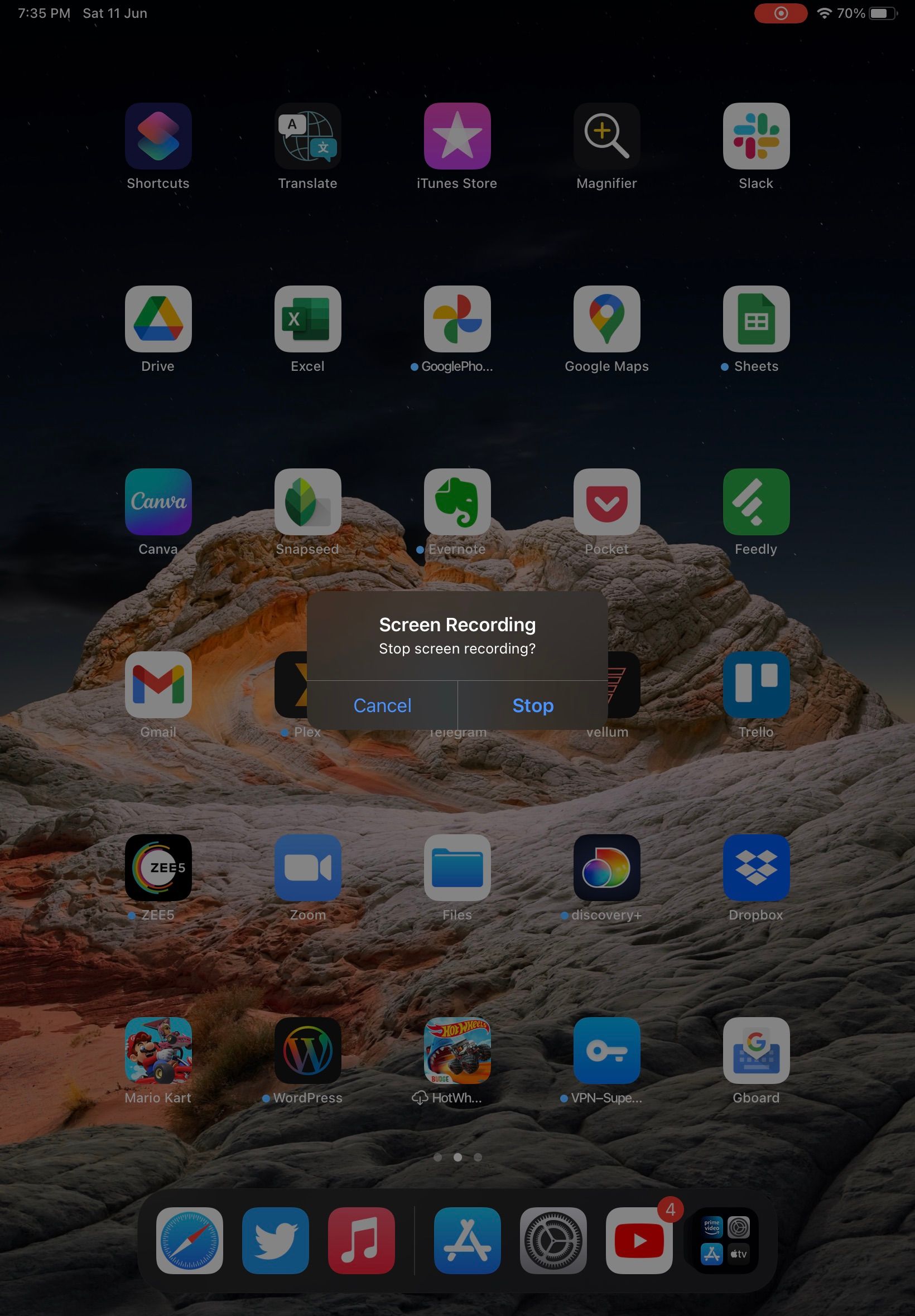 iPad stop screen recording
