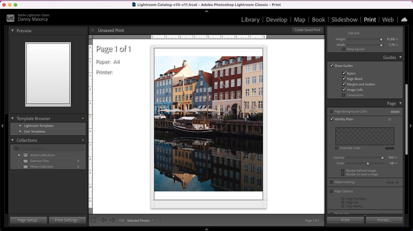 اسکرین شات نشان دهنده پلاک هویت در adobe lightroom