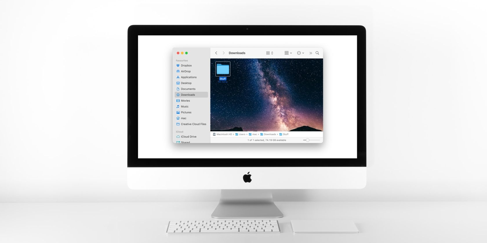 iMac с пользовательским фоном папки