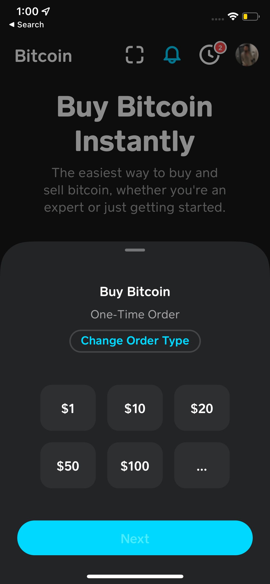 ios cashapp bitcoin order type page image