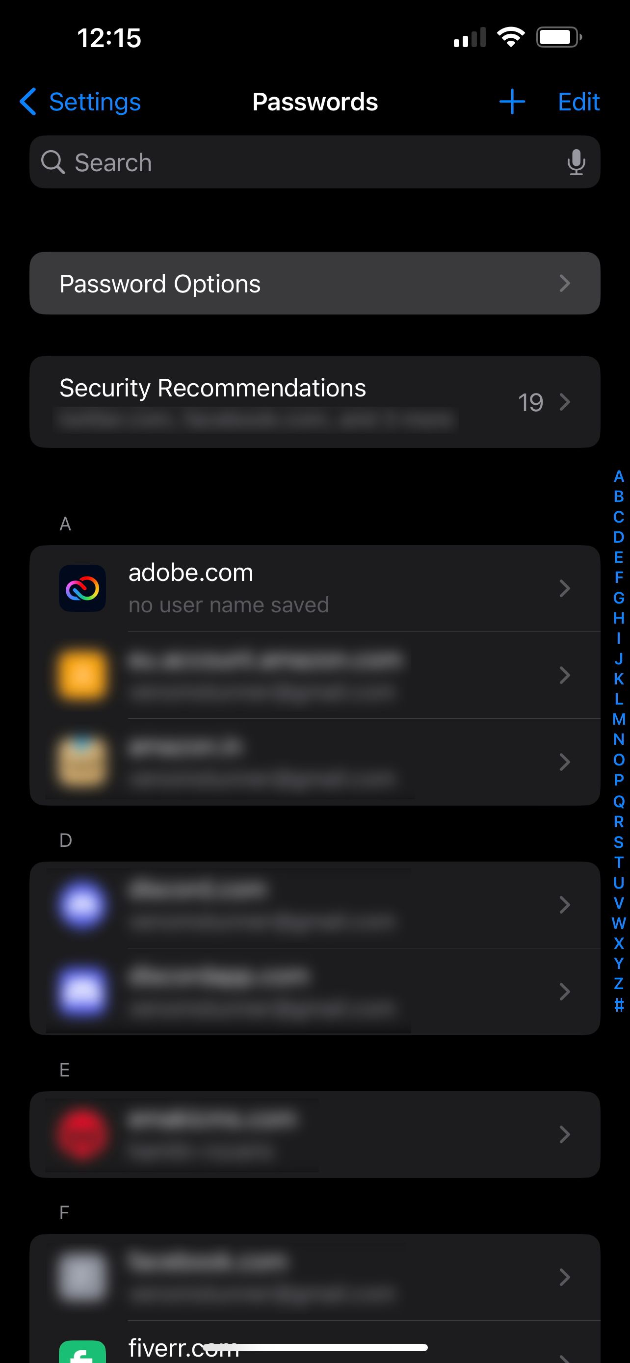 iOS password options