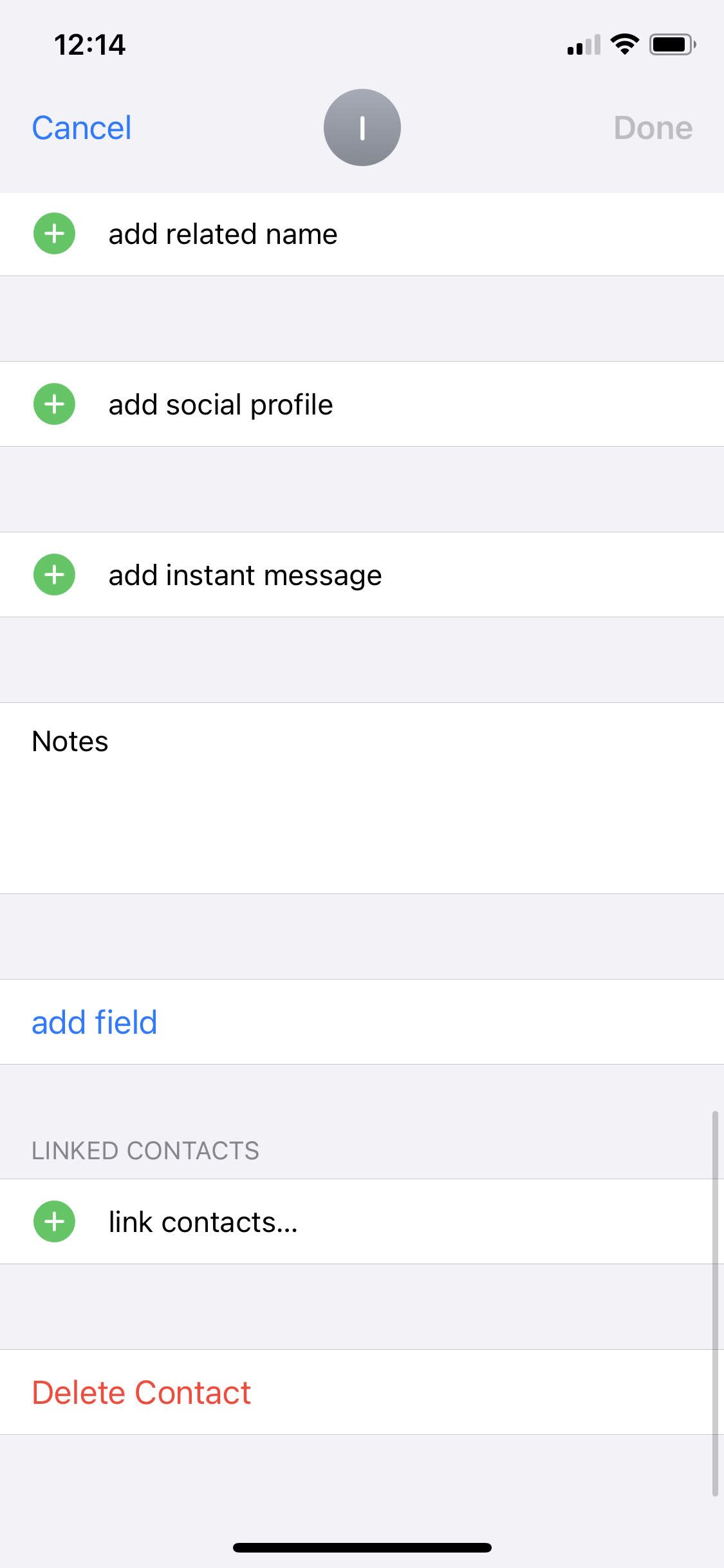 iphone contact field