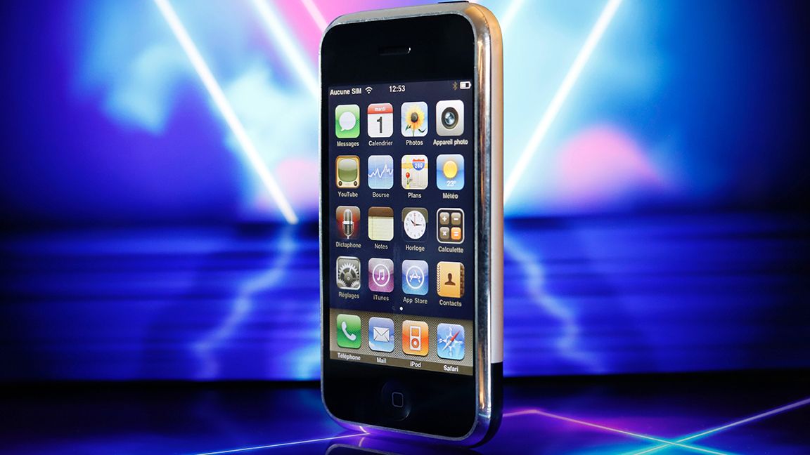 Original iPhone with electric background