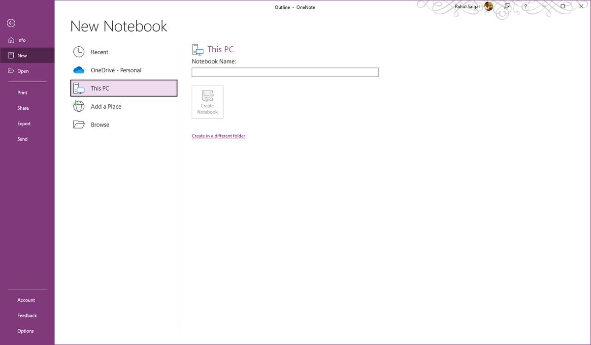 local notebook support in OneNote desktop