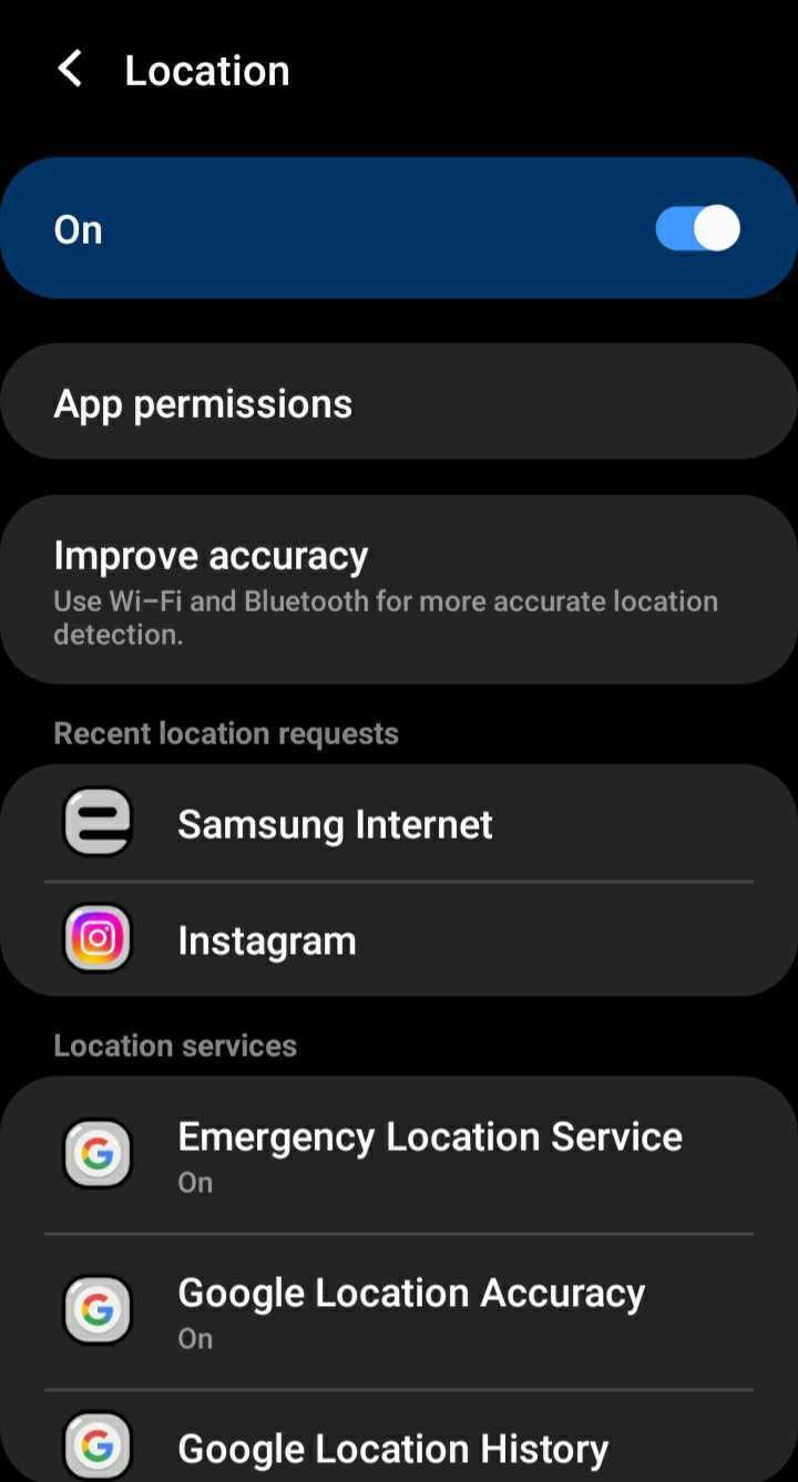 samsung location settings screenshot