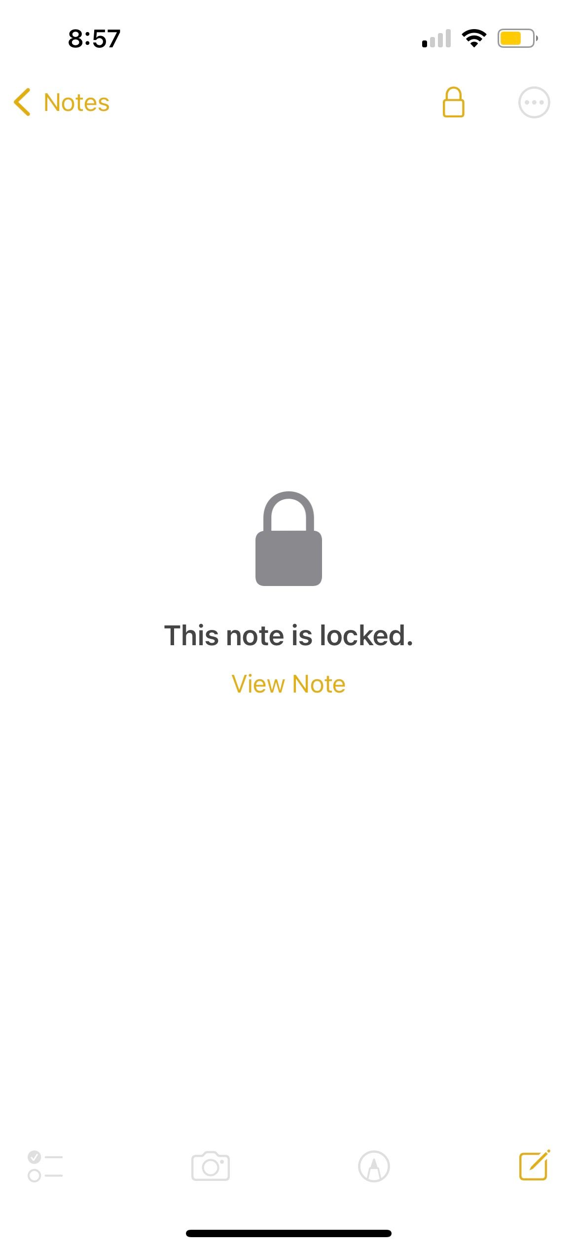 locked note on iphone showing this note is locked message