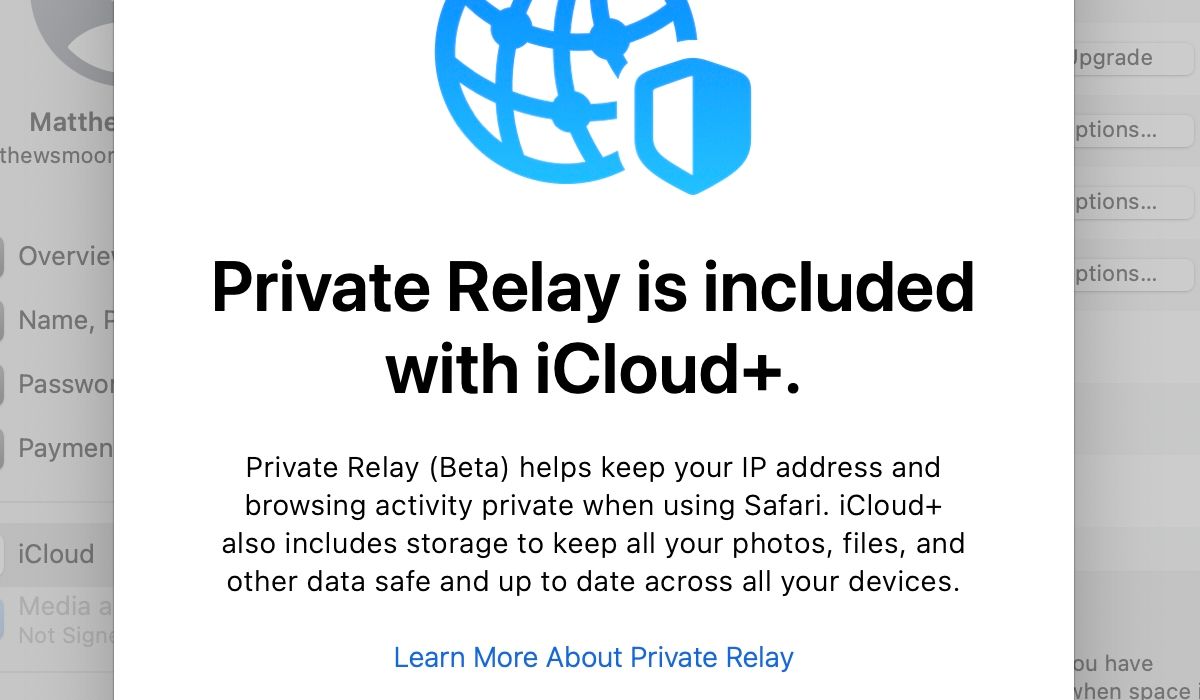 Mac iCloud private relay upgrade window
