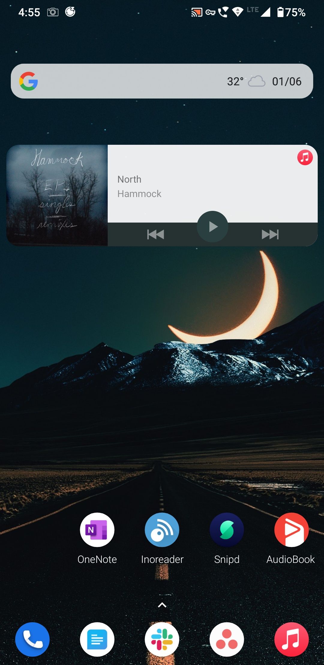 material music widget on home screen
