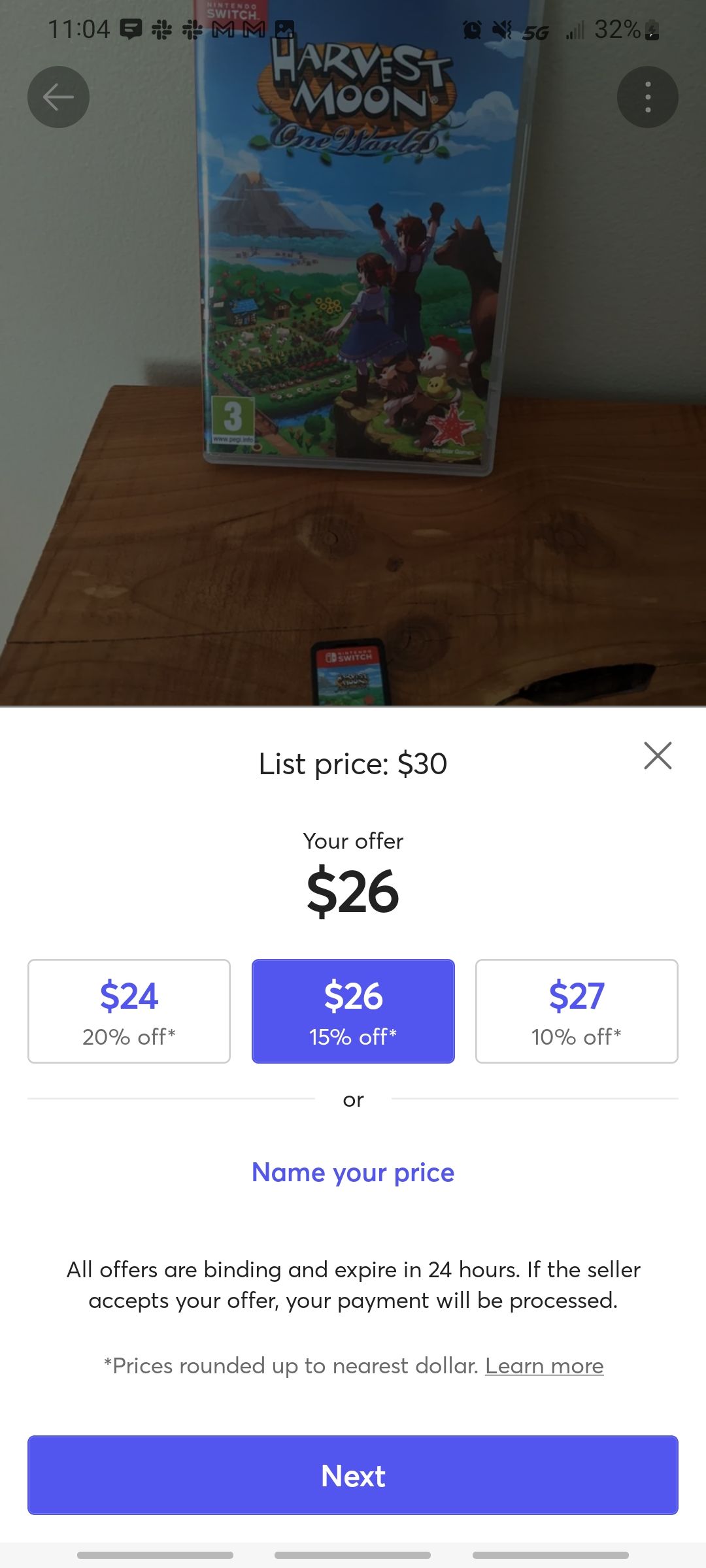 mercari app making an offer on another seller's listing