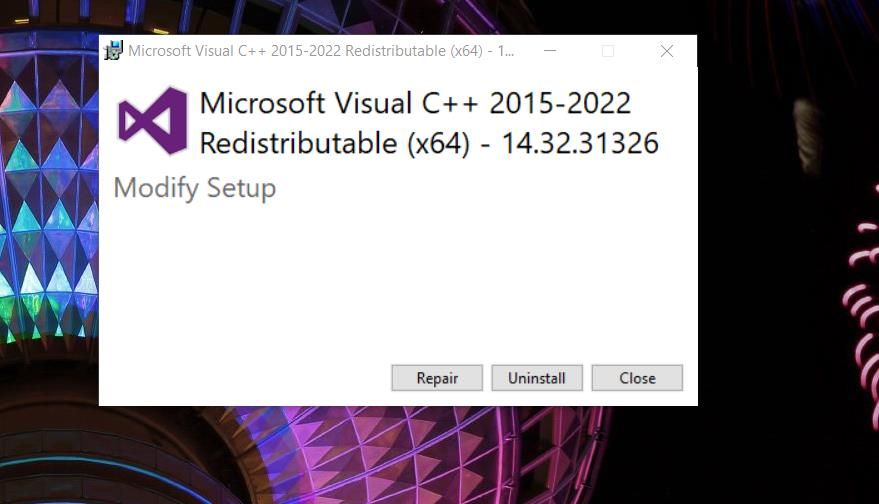 The Microsoft Visual C++ 2015-2022 installer