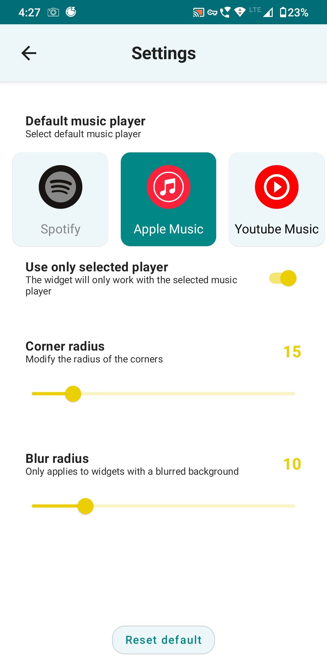 music widget for android12 settings
