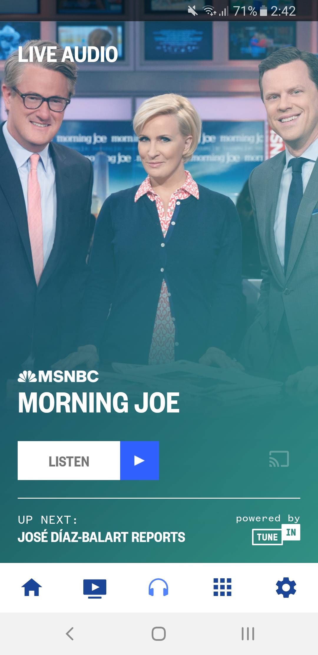 NBC News Live Audio screen in app