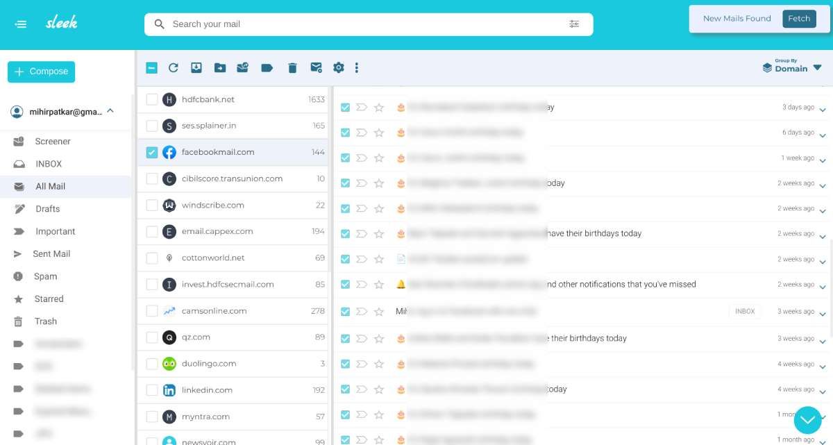 Sleek is an online app to help Gmail users reach inbox zero by grouping emails by senders or domains