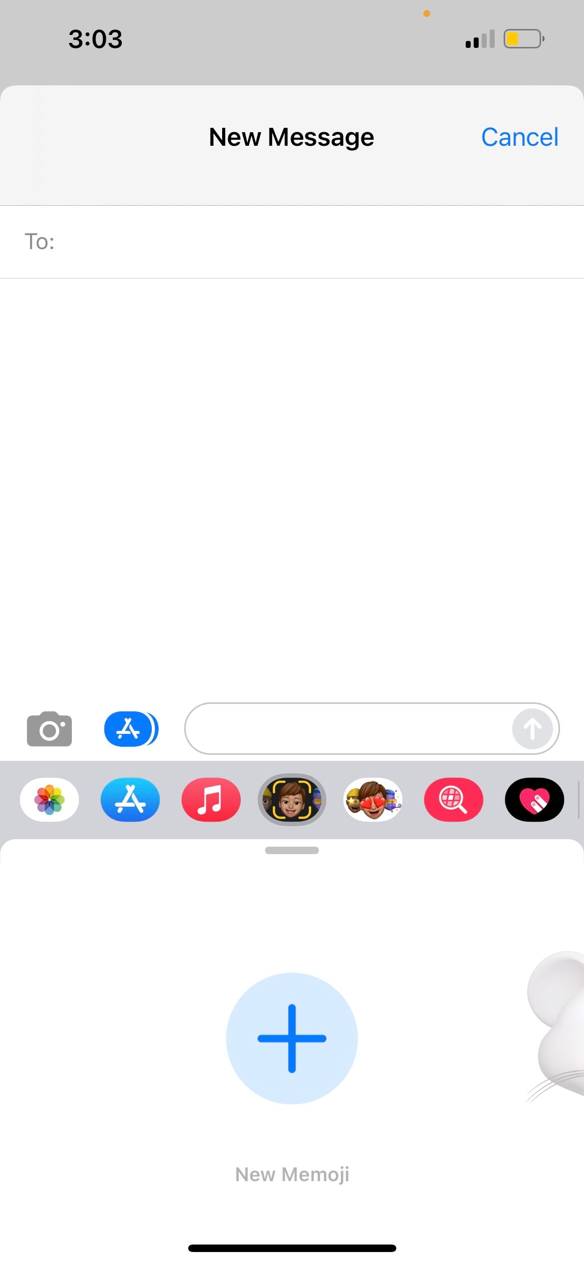 new memoji button in iphone messages app