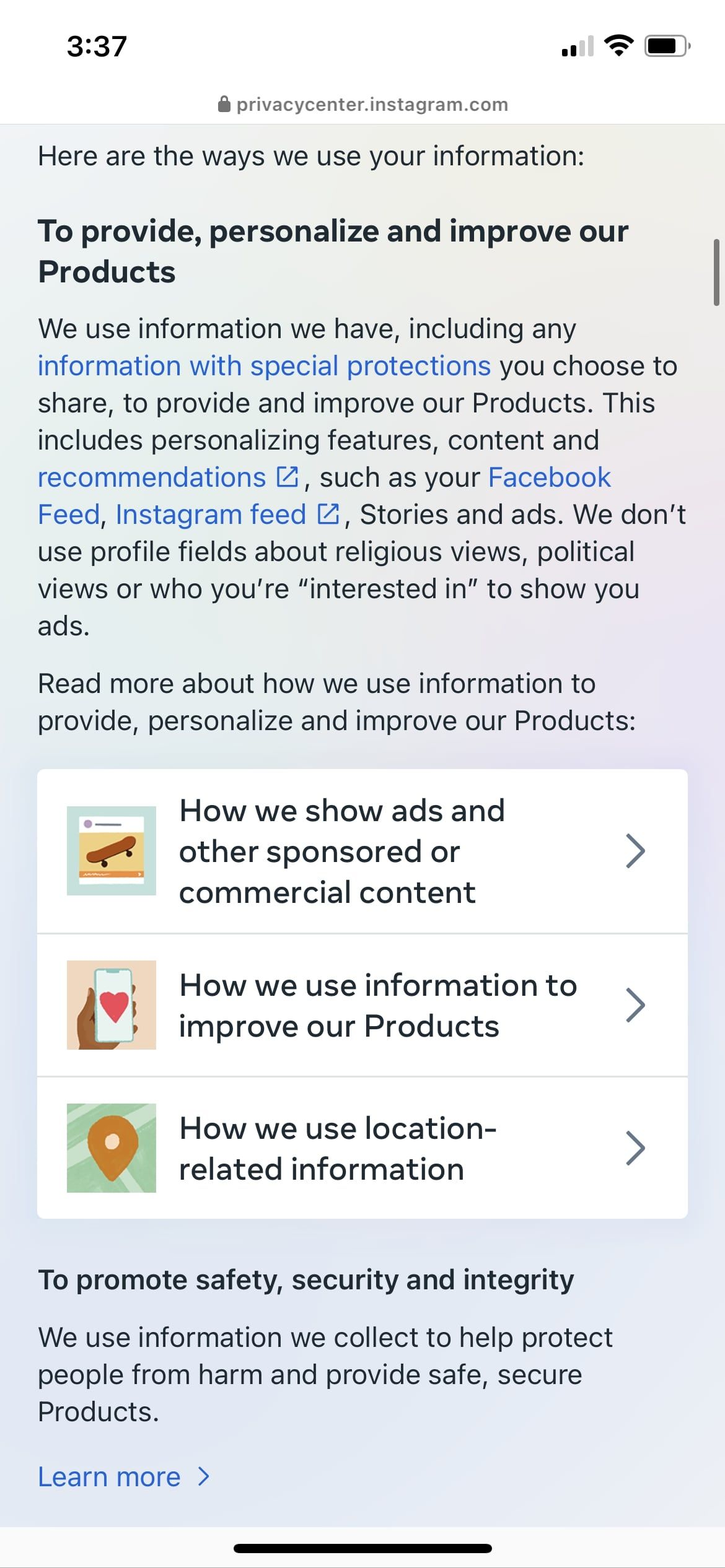 How Meta shows ads information from new privacy policy
