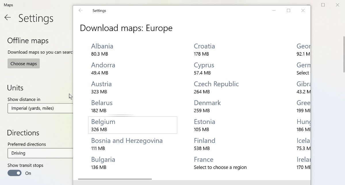 Downloading maps for offline use