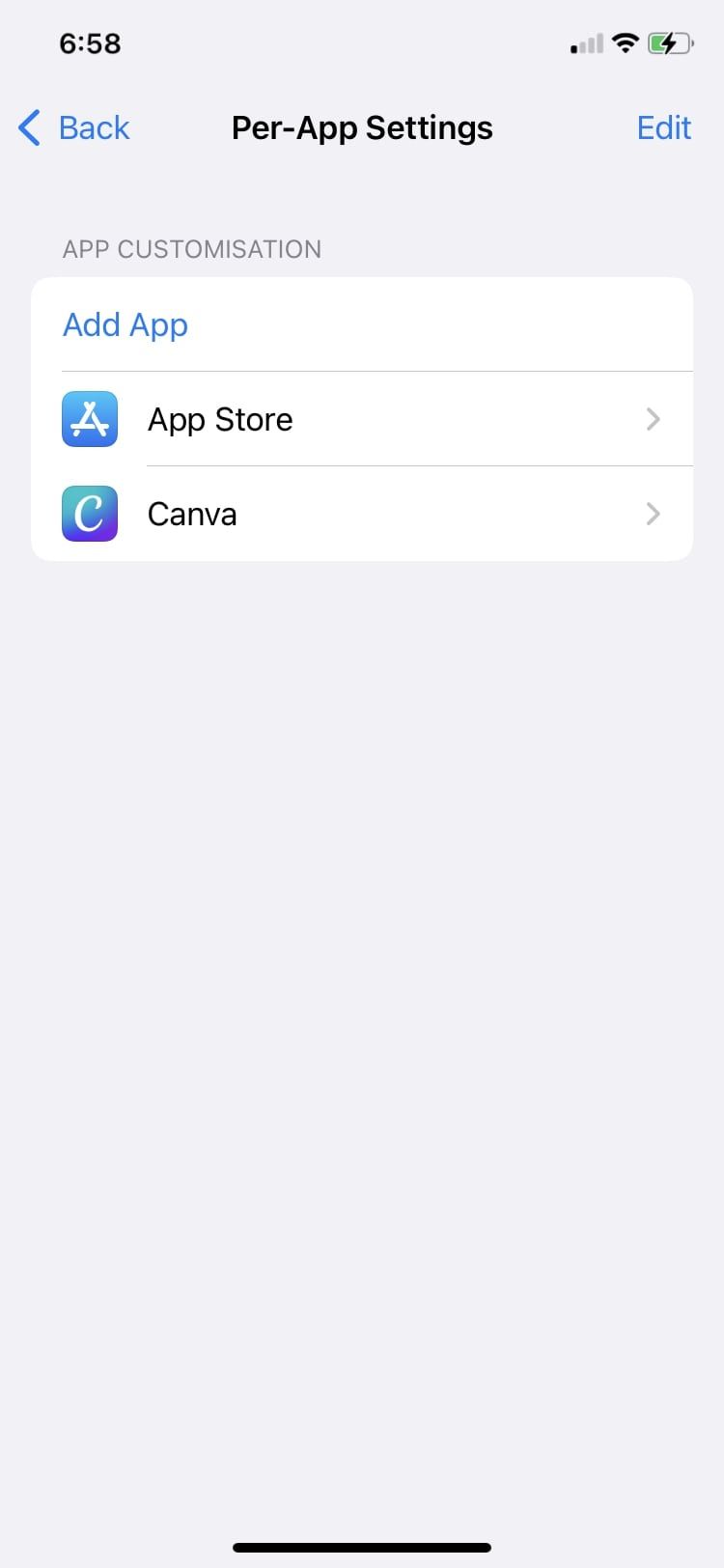 per app settings