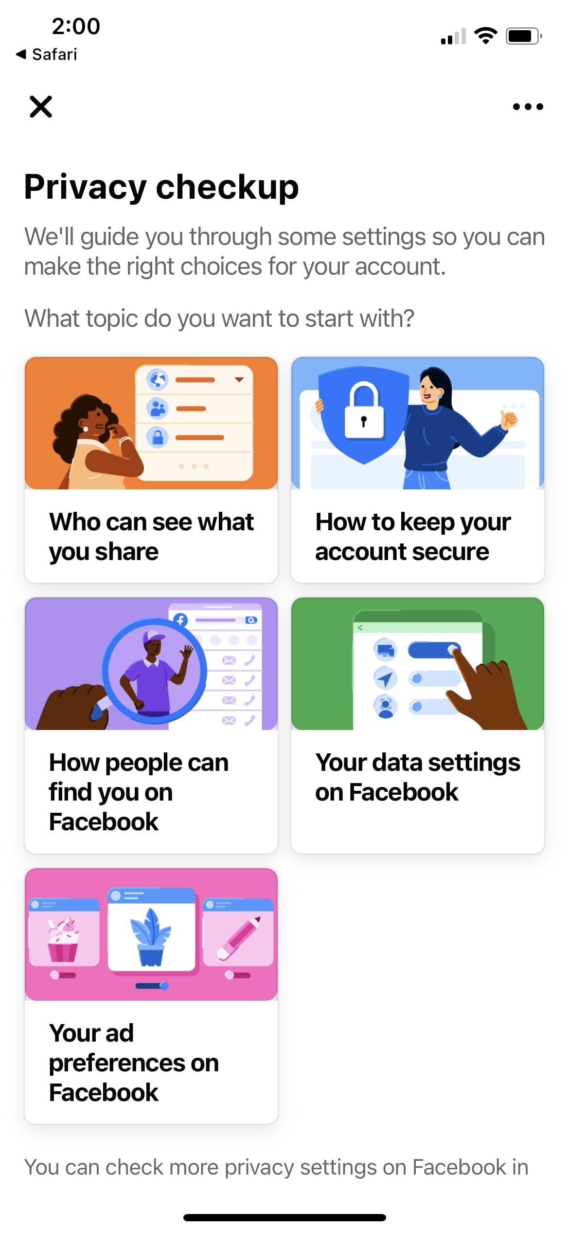 Privacy Checkup on Meta