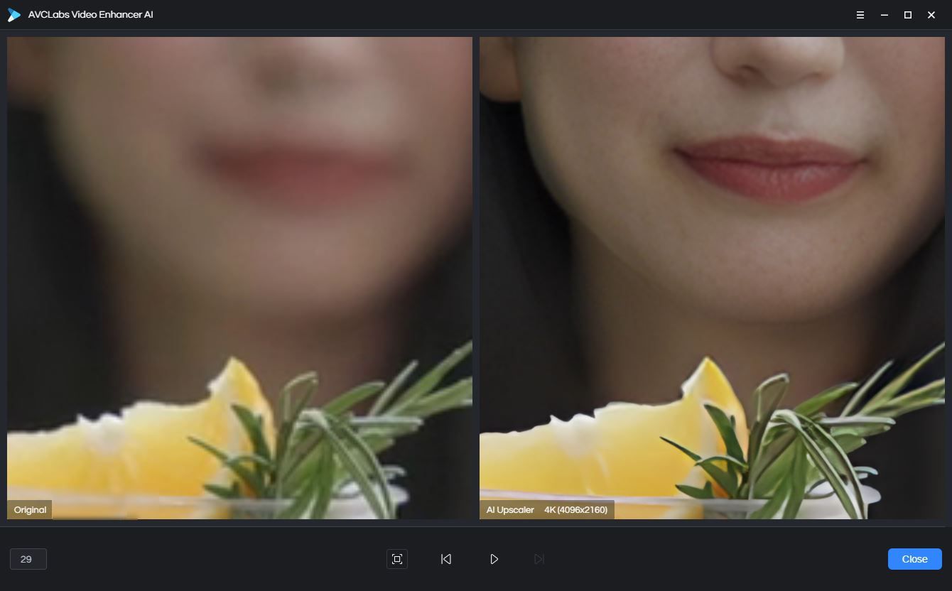 AVCLabs Video Enhancer AI blurred face sharpening