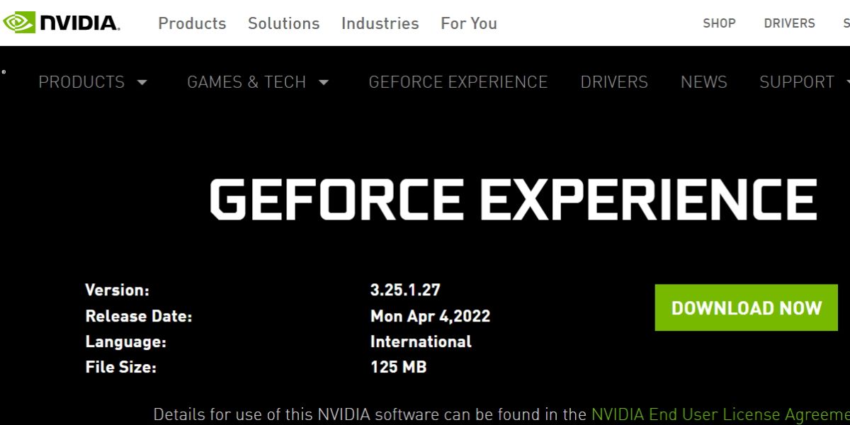 download Nvidia GeForce Experience app