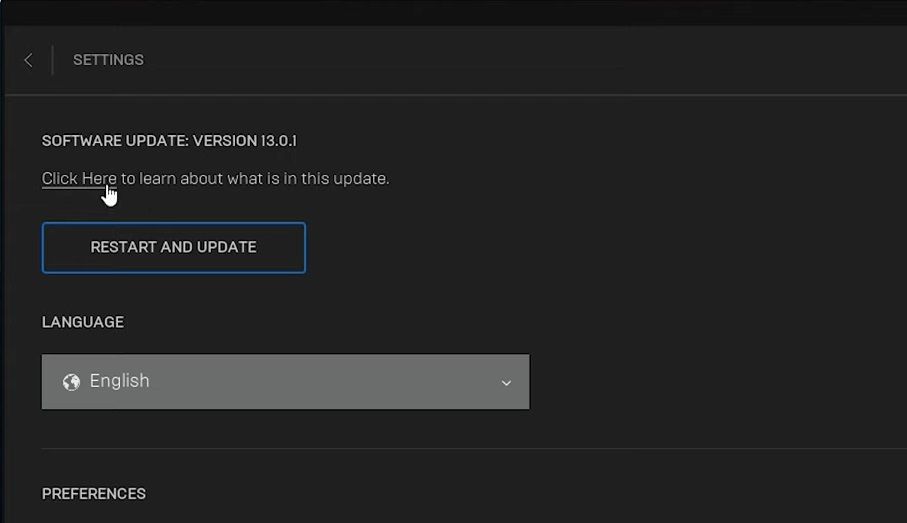 The Restart and Update option 
