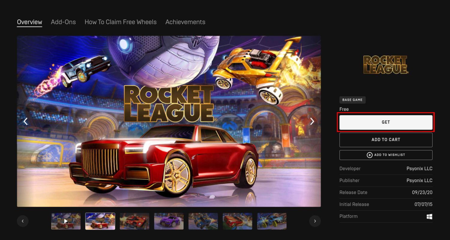rocket league epic games store page