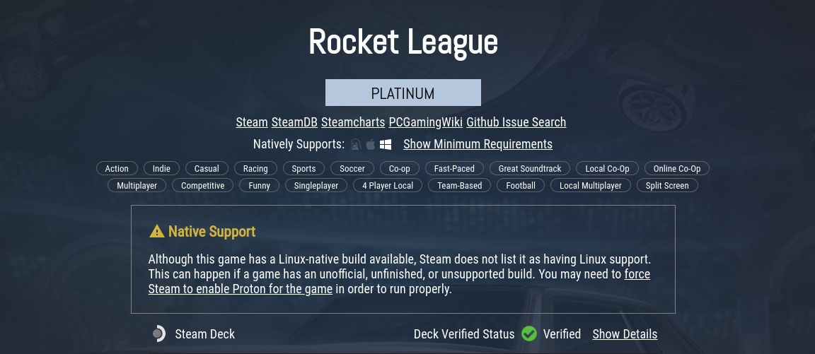 rocket league protondb rank