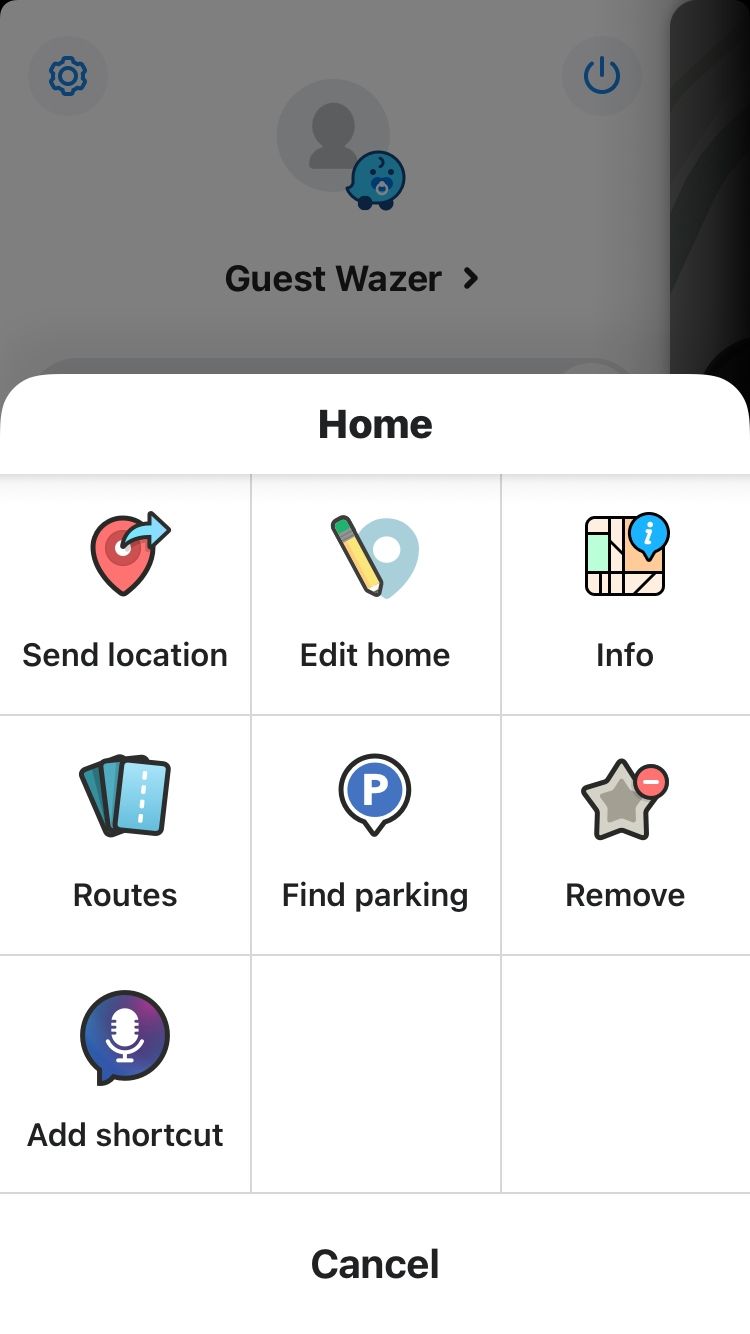 صفحه مکان اصلی در waze ذخیره شد