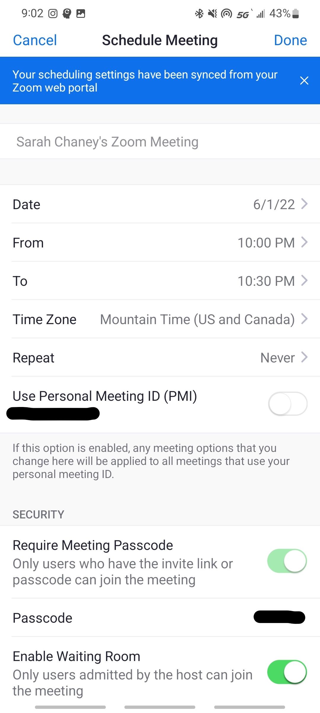 schedule a new meeting on zoom through android app_LI