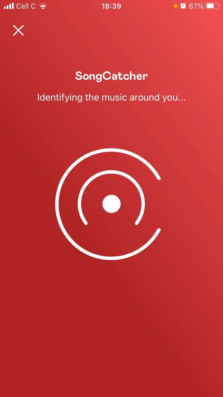 screenshot of deezer songcatcher identifying music