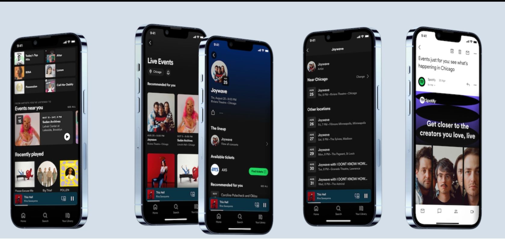 screenshot of spotify live events feature