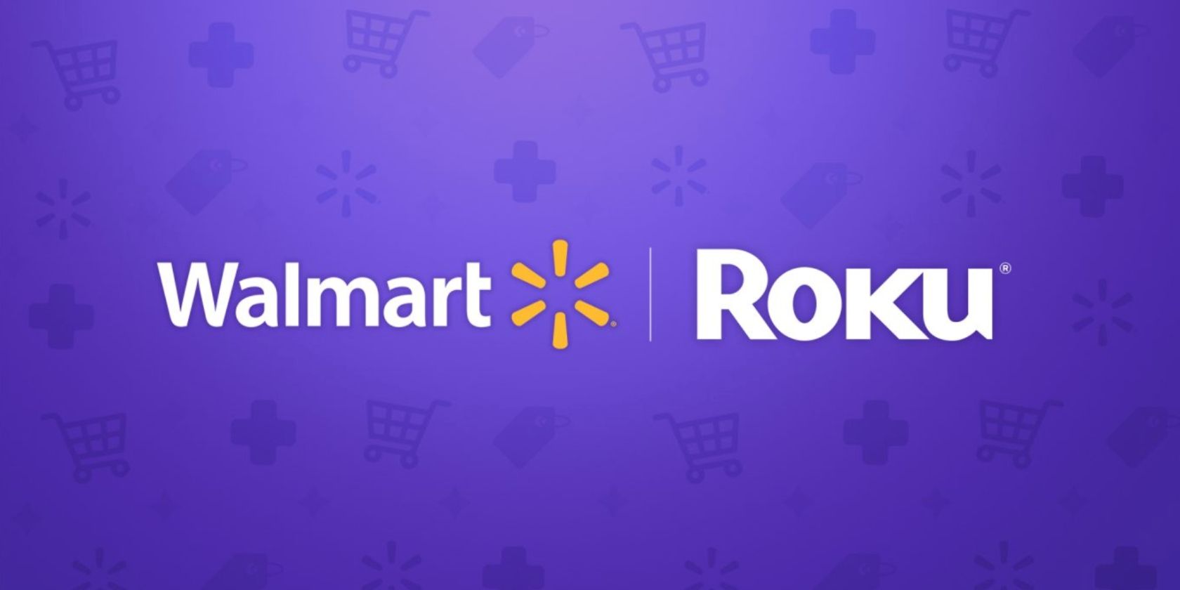 screenshot showing Walmart and Roku logos against purple background