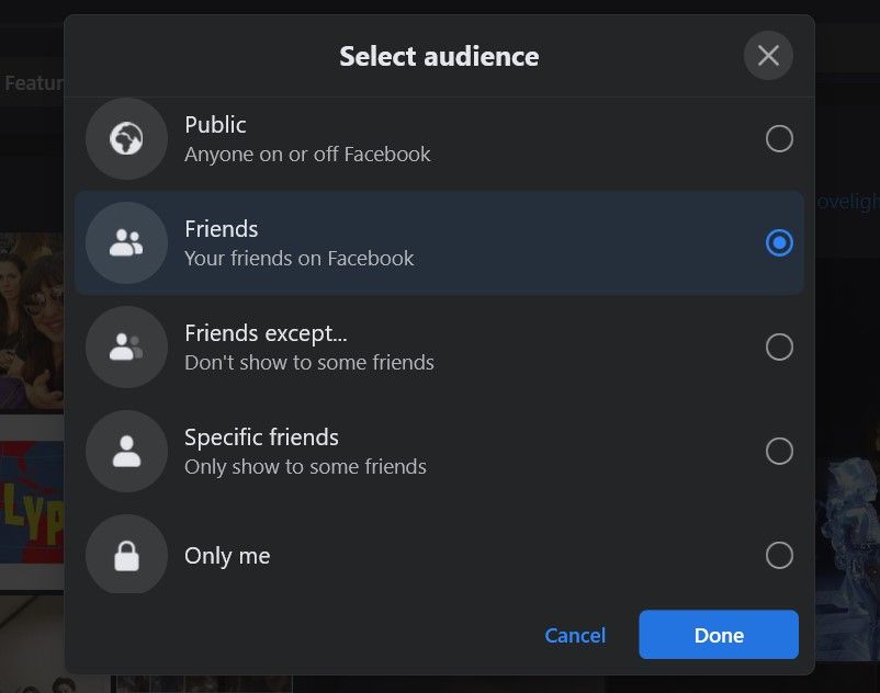Выберите параметры аудитории для публикации в Facebook