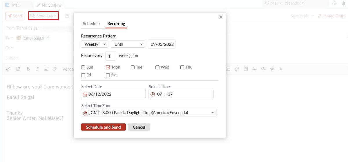 ایمیل های تکراری با zoho mail ارسال کنید