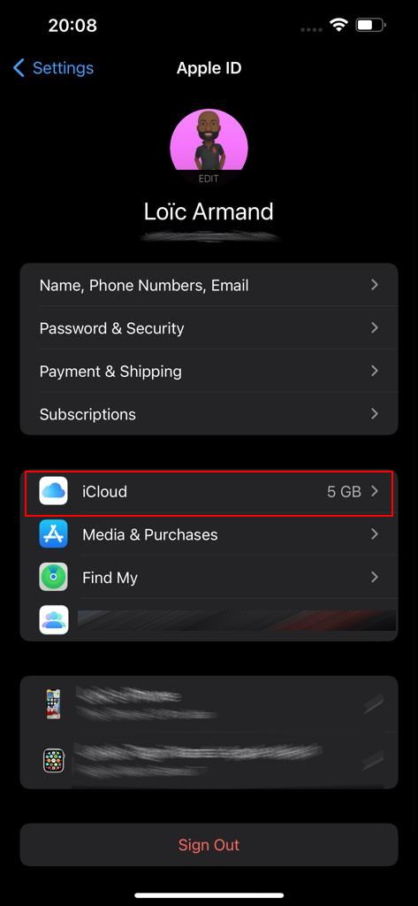Screenshot showing Apple ID page