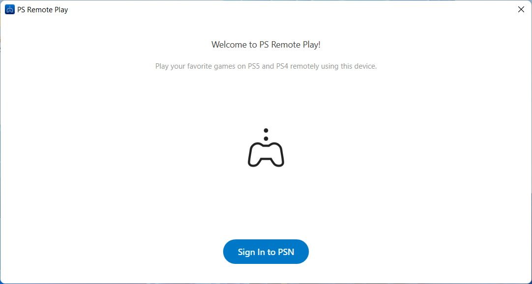 signing in to the ps remote play app on pc